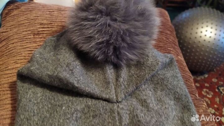 Шапка зимняя женская с меховым помпоном