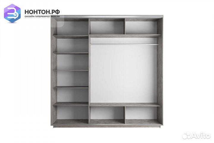 Шкаф-купе 3-х дверный Нонтон фото №1008 / бетон