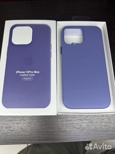Кожанеый чехол iPhone 13 pro max сиреневый