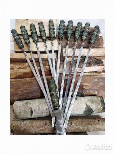 Шампура с ножом-вилкой, кованые