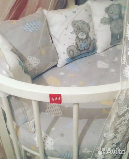 Детская кроватка трансформер круглая