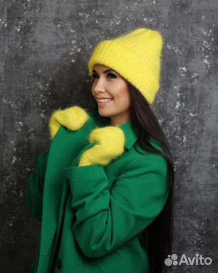 Вязаные шапки, снуды, варежки из пуха норки