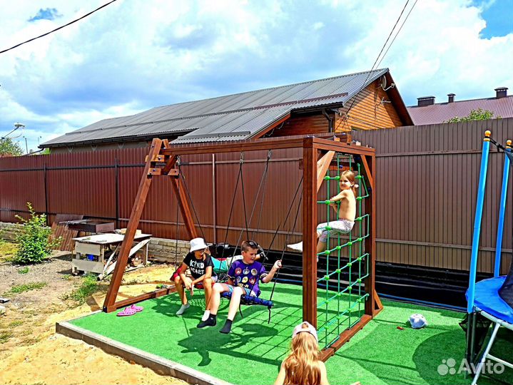 Детские качели уличные деревянные от производителя