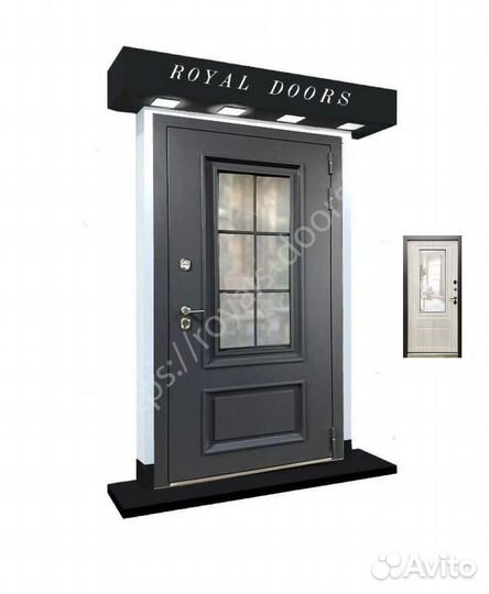 Стальная уличная дверь со стеклопакетом