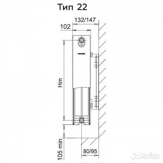 Радиатор rommer 22/400*1600 нижнее правое Ventil