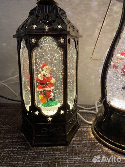 Фонарь новогодний музыкальный со снегом