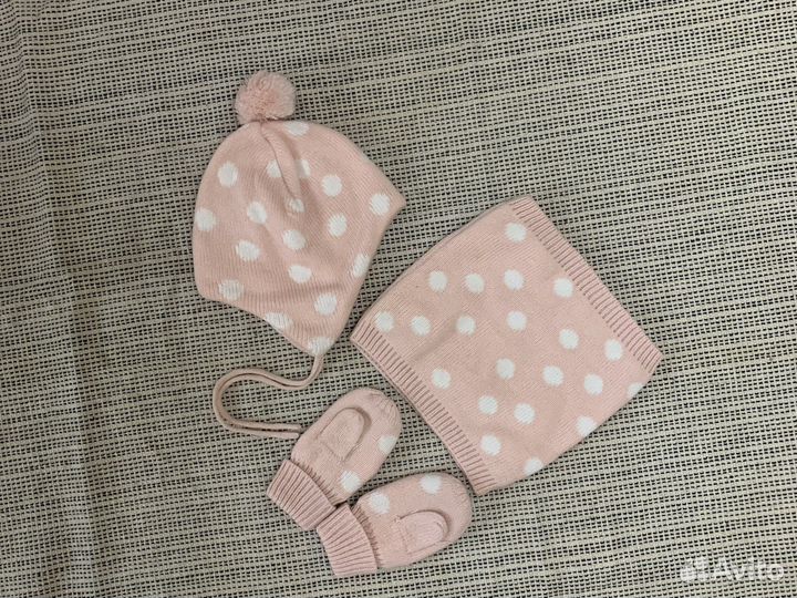 Шапка снуд варежки H&M для девочки 98-104 р-р