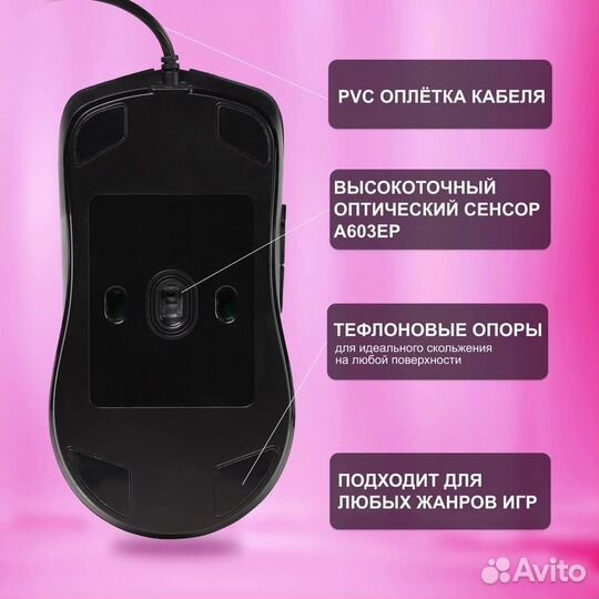 Мышь проводная игровая Smartbuy 747 rush X17 6кн 3