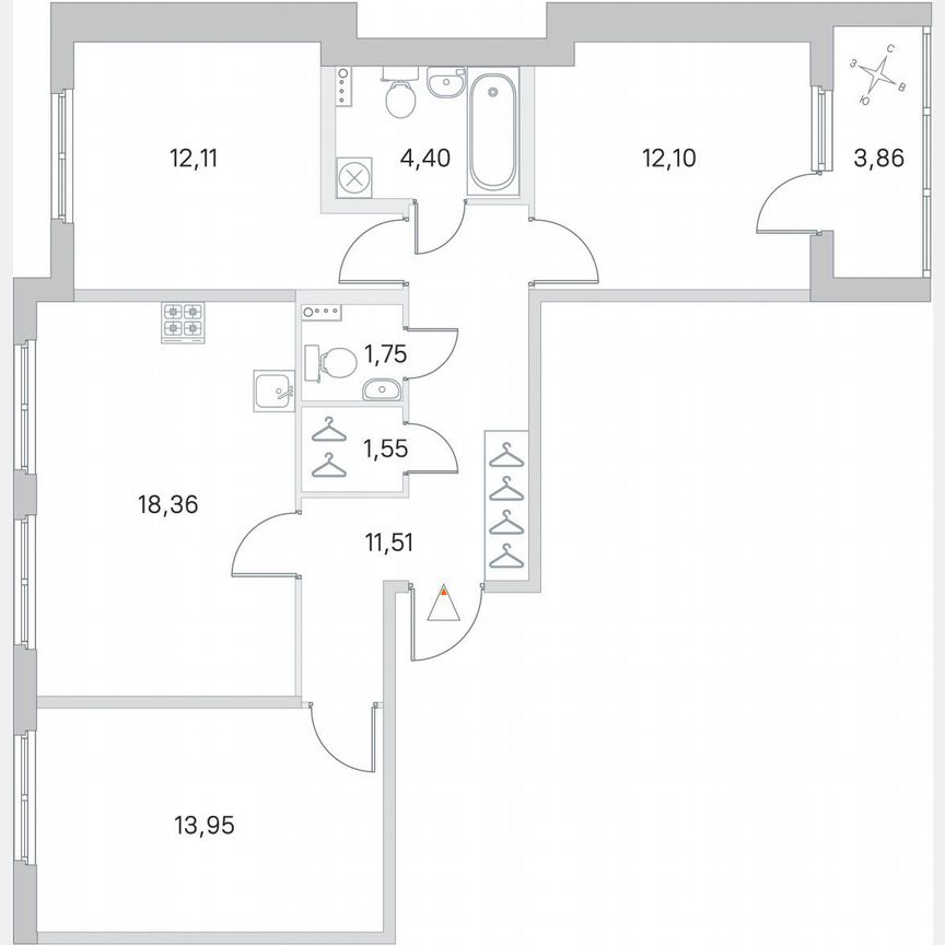 3-к. квартира, 77,7 м², 1/4 эт.
