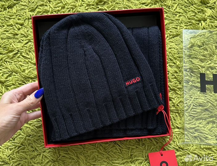 Шапка +шарф Hugo комплект оригинал