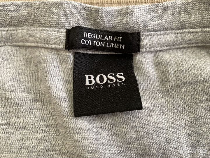 Футболка Boss серая муж М со льном