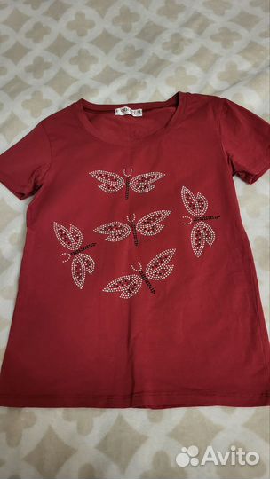 Футболка со стразами, 2 шт., р. 42 и 44