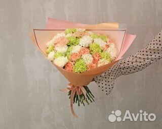 Букет из 51 диантуса (гвоздики) нежный микс