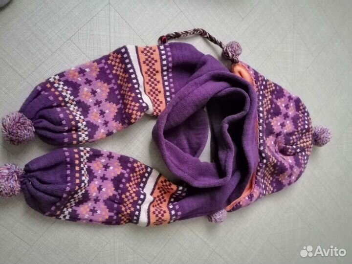Комплект шапка и шарф зимний