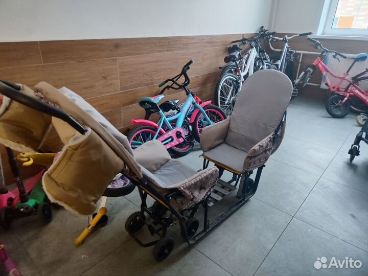 Санки на колесах для двойни