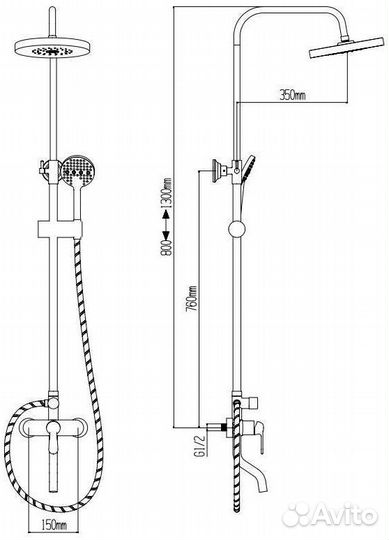 Душевая стойка boch mann ECO Black BM8825