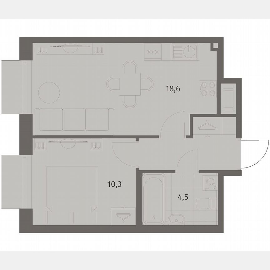 1-к. квартира, 38 м², 6/8 эт.