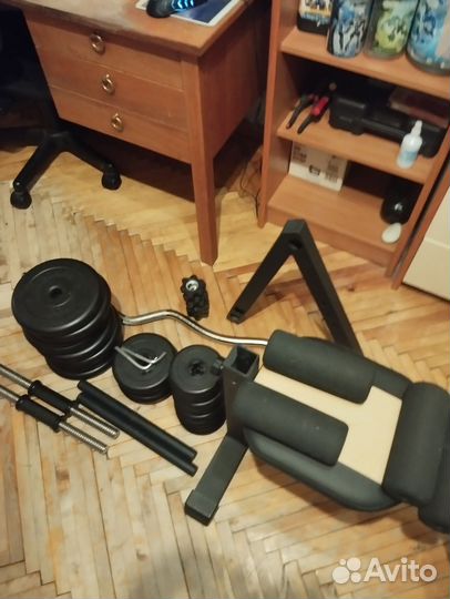 Скамья+гантели+штанга+блины