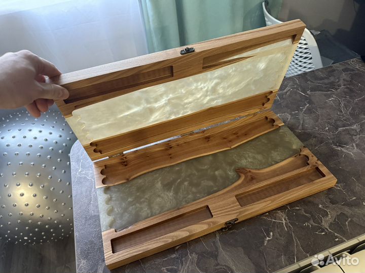 Нарды ручной работы из ясеня + эпоксидная смола