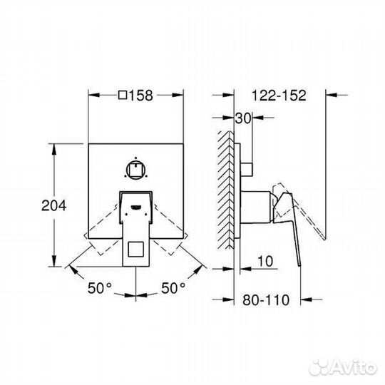 Смеситель для ванны с душем Grohe Eurocube 24094000 хром