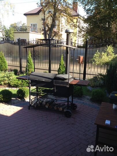 Мангал с печью под казан и крышей