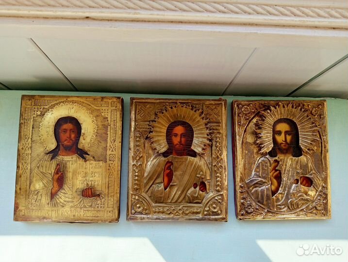 Старинные иконы. Спас, Господь Вседержитель 19 век