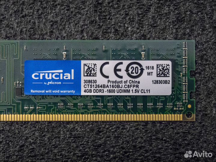 DDR3 4gb 1600mhz 1rank CL11-11-11-28 Crucial