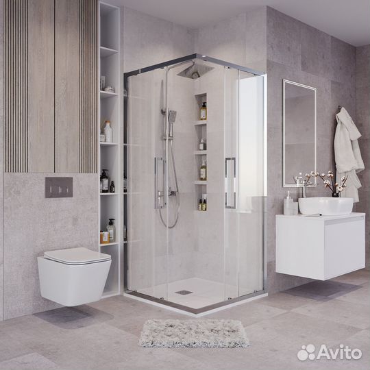 Душ.огр. Cosmo 100100195 квадрат хром прозр стекло