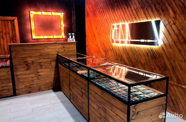 Торговые стеллажи, витрины в стиле лофт на заказ