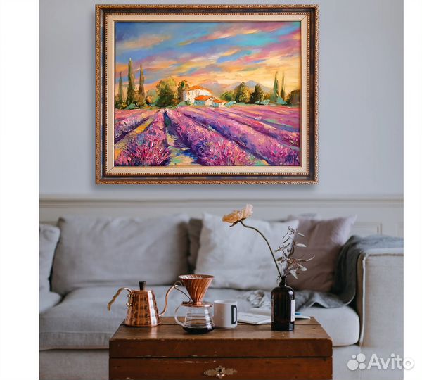 Картина Прованс пейзаж маслом на холсте лаванда