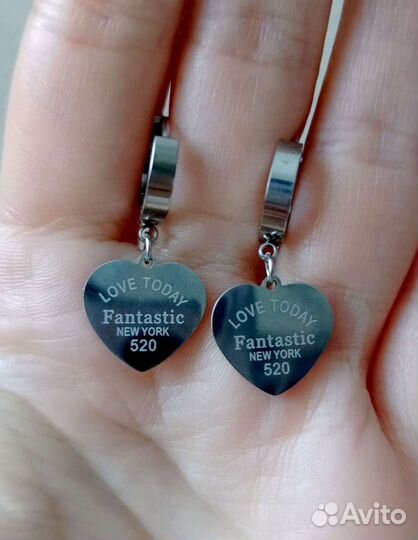 Новые серьги из медицинской стали с подвеской
