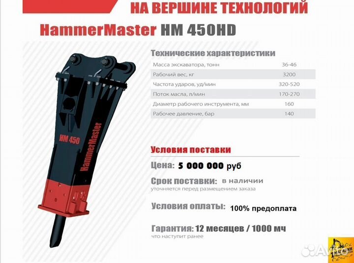 Молот на экскаватор Hammer HB 518