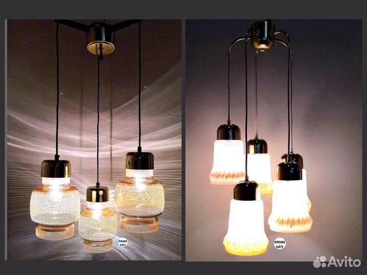 Люстра паук подвес на 3 лампы, гдр, 70-е гг