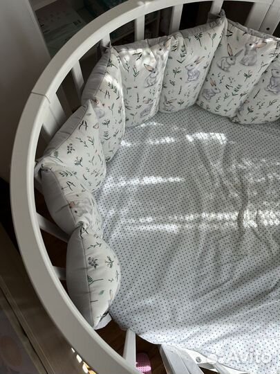 Детская кроватка с маятником круглая 9 в 1