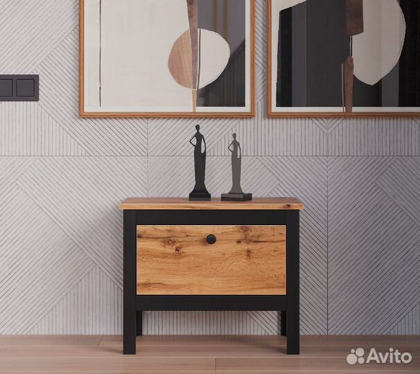 Тумба для обуви Loft KOM1K/55, дуб вотан/черный