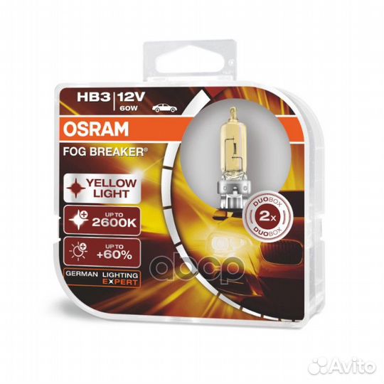 Комплект ламп HB3 12V 60W P20d FOG breaker +60%