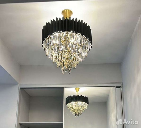 Люстра подвесная хрустальная. Люстра черная