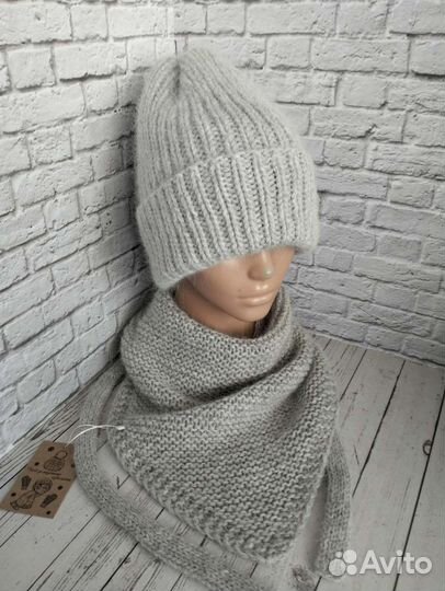 Шапка + косынка пух норки