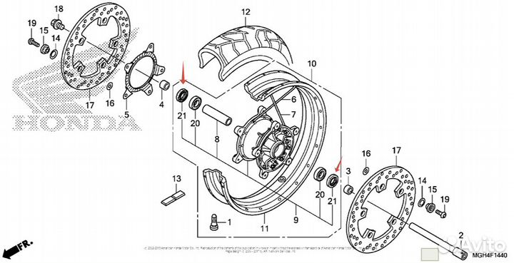 Honda Сальник 25х40х9 колесный 91252-MC4-013 аналог 91252-MC4-003 91252-MC4-005 91253-MAK-F00