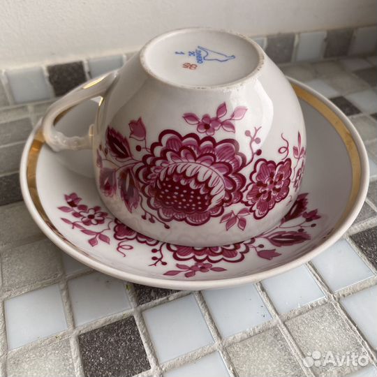 Чайная пара Дулево Розовый цветок