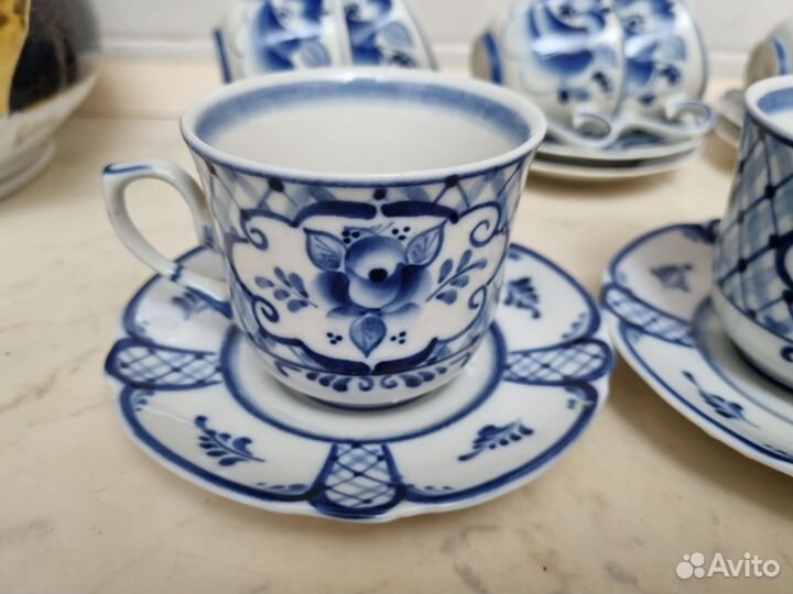Чайные и кофейные пары гжель