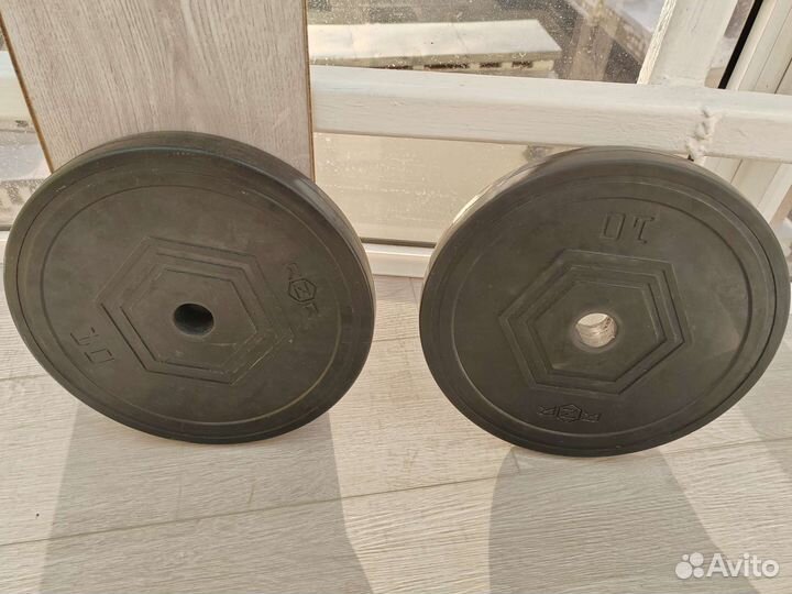 Блины стальные обрезиненные для штанги 10кг 2шт