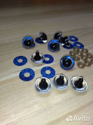 Глазки для игрушек сине-голубые 3D 10 шт