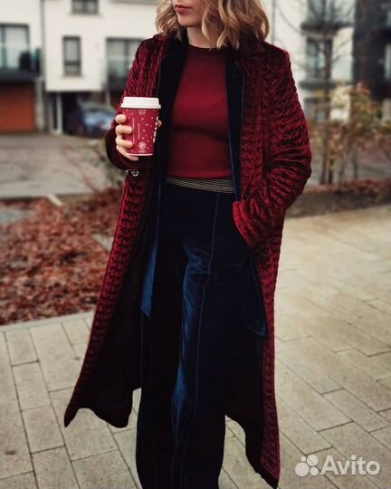 Zara (s-m) бархатное кимоно кафтан бордовое