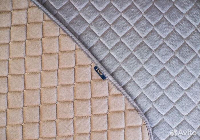 Накидки на сиденья ромб, велюр бежевый, бежевая