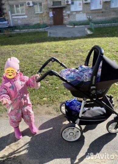 Детская коляска с большой люлькой 2 в 1 теутония