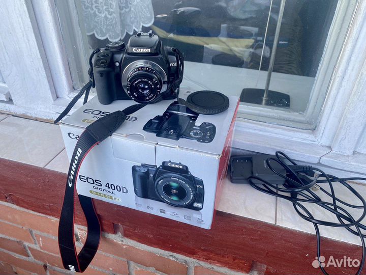 Canon 400d+объектив Индустар 50-2, адаптер,коробка