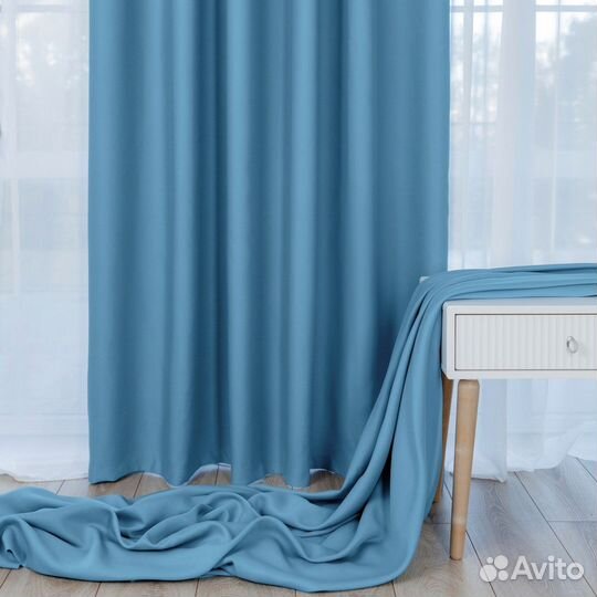 Портьеры блэкаут Марсель Небесно-голубой шторы