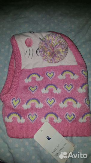 Шапка шлем для девочки новая зима 3-6 лет