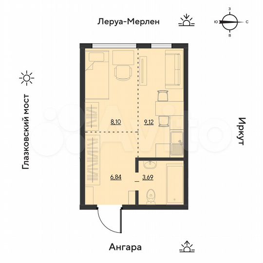 1-к. квартира, 27,7 м², 9/19 эт.